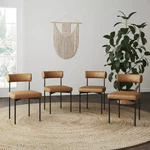 Nathan James Set Of 4 Dahlia Dining Chairs Brown Faux Leather Open. Price: $293.24.