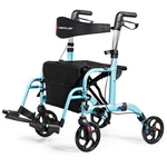 Goplus 2 1 Ergonomic Foldable Medical Rollator Aluminum Transport Chair Blue New. Price: $125.99.