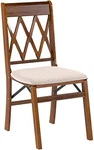 Meco Stakmore Folding Chair Set Fruitwood Lattice Back Upholstered Seat - 2 Pack New. Price: $149.99.
