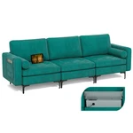 3-SEAT Modular Sofa Couch W/ Side Storage Pocket Peacock & Socket Usb Ports Teal New. Price: $289.99.