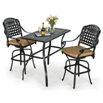 3-PIECE Outdoor Cast Aluminum Swivel Bar Stools Set W/high Top Table & Chair New. Price: $505.99.