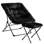 Oakham Comfy Chair For Adults, Soft Faux Fur Folding Lounge, X-large -black Used. Price: $69.44.