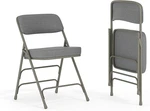 Set Of 2 Hercules Metal Folding Chairs With Cushioned Gray Fabric Seats New. Price: $157.99.