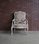 French Arm Chair Carved Wood Frame Accent Chantel By Ethan Allen Used. Price: $1395.00.