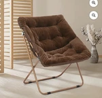 Cozy Square Folding Faux Fur Saucer Large Lazy Moon Chair,brown New. Price: $60.00.