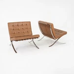 1976 Pair Of Mies Van Der Rohe Knoll Barcelona Lounge Chairs In Caramel Leather Used. Price: $10000.00.