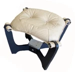 Img Luna Ottoman Only In Prime Latte Leather - Espresso Wood Base New. Price: $549.00.