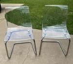 Ikea Tobias Clear Polycarbonate/chrome Plated Armless Chairs By Carl Ojerestan Used. Price: $100.00.