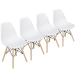 Set Of 4 White Modern Dining Chairs Plastic Shell Side Wood Legs Home Furniture New. Price: $53.20.