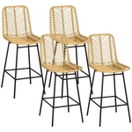 Homcom Bar Stools Rattan Counter With Footrest Yellow Set Of 4 New. Price: $183.99.