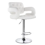 Elama Faux Leather Tufted Bar Stool White With Chrome Base And Adjustable Hei New. Price: $171.34.