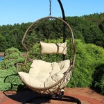 Resin Wicker Basket Hanging Egg Chair With Cushions - Beige By Sunnydaze New. Price: $249.47.