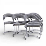 Giotto Stoppino For Kartell Italian Chrome Cantilever Dining Chairs - Set 6 Used. Price: $5347.00.