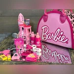 Barbie Glamour Play Set With Hard Tote Case Accessories Chair Table Mini Doll Used. Price: $50.00.