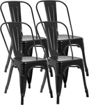 Fdw Metal Dining Chairs Set Of 4 Stackable Tolix Side With Backrest New. Price: $173.99.