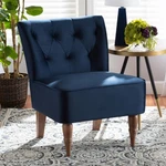 Baxton Studio Harmon Tufted Navy Blue Velvet Accent Chair New. Price: $272.00.