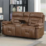 Steve Silver Brock Cinnamon Faux Leather Power Recliner Console Loveseat New. Price: $1302.99.