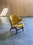 1950S Model 33A Easy Chair By Carl Edward Matthes In Teak And Striped Fabric. Price: $2450.00.