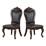 Bowery Hill Faux Leather Dark Cherry Side Chairs Rectangular Intricate Carved... New. Price: $480.88.