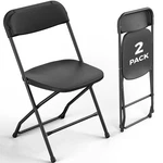 Furniedge 2 Black Plastic Folding Chairs, Outdoor Portable Pack, New. Price: $60.99.