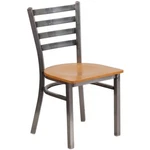 Flash Hercules Ladder Back Restaurant Chair, Nat Wood Seat/clear Coated Metal New. Price: $129.99.