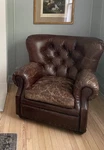 Restoration Hardware Churchill Leather Chair Used. Price: $1900.00.