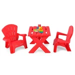 Costway Plastic Children Kids Table & Chair Set 3-PIECE Play Indoor Outdoor Red New. Price: $69.99.