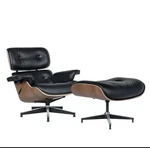 Eames Lounge Chair By Herman Millerand Ottoman Black Leather Wood Mid-century Used. Price: $5000.00.