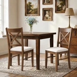 Dining Chairs Set Of 2, Upholstered Kitchen With Wooden Frame, Walnut New. Price: $135.99.