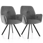 Set Of 2 Velvet Accent Swivel Dining Armchairs W/ Back & Metal Legs Gray New. Price: $79.99.