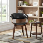 Curved Mid Century Modern Dining Chair With Faux Leather Seat - Black New. Price: $191.99.