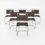 1990S Set Of Six Mies Van Der Rohe For Knoll MR10 Dining Side Chairs Brown Used. Price: $8000.00.