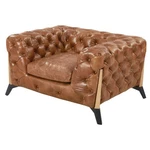 Pemberly Top Grain Leather Chesterfield Tufted Arm Chair Light Brown New. Price: $2152.15.