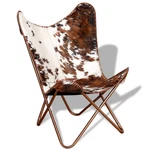 Butterfly Chair Brown And White Real Cowhide Leather New. Price: $193.55.