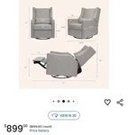Babyletto Kiwi Glider Recliner Nursery Chair W/ Usb Ports - Greenguard Gold Cert Used. Price: $292.00.