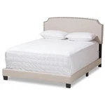 Baxton Studio Odette Nailhead Upholstered Full Bed In Light Beige New. Price: $216.99.