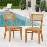 Acacia Wood Dining Chair With Wicker Seat, Light Brown, Natural Weave New. Price: $336.99.