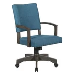 Santina Bankers Chair With Antique Gray Finish And Blue Fabric New. Price: $301.99.
