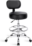 Drafting Chair With Back, Adjustable Foot Rest Rolling Stool, Multi-purpose Offi New. Price: $116.12.