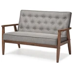 Baxton Studio Sorrento Tufted Loveseat In Gray And Walnut New. Price: $399.99.