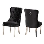 Baxton Studio Honora Black Velvet And Silver Metal 2-PIECE Dining Chair Set New. Price: $527.07.
