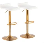 Lumisource Ale Adjustable Swivel Barstools, Cream Velvet & Gold Steel Set Of 2 Open. Price: $170.00.