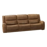Benjara Leos Sofa- Manual Reclining- Contour Armrest- 88"- Wood- Brown Leather New. Price: $1487.04.