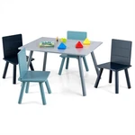 5 Piece Kids Wooden Activity Table And 4 Chairs Play Set Gift W/ Building Blocks New. Price: $85.99.