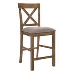 Benjara Fabric Upholstered Wooden Counter Height Chair-set Of 2-BROWN And Gray New. Price: $293.99.