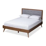 Baxton Studio Ines Mid-century Wood And Fabric Full Platform Bed Light Gray New. Price: $415.99.