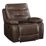 Benjara Leatherette Power Recliner With Nailhead Trim Accent- Brown New. Price: $744.10.