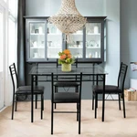 Gymax 5 Piece Dining Set Top Glass Table & 4 Upholstered Chairs Kitchen Room New. Price: $204.49.