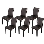 Set Of 6 Brown Leather Dining Chairs Modern Elegant Design For Home & Kitchen New. Price: $205.58.