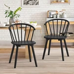 Lue Bona Black Dining Chairs, Set Of 2, Semicircular Backrest Farmhouse - Used. Price: $167.42.